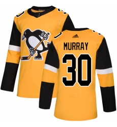 Men's Adidas Pittsburgh Penguins #30 Matt Murray Premier Gold Alternate NHL Jersey