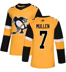 Men's Adidas Pittsburgh Penguins #7 Joe Mullen Premier Gold Alternate NHL Jersey