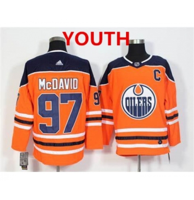 Youth Adidas Edmonton Oilers #97 Connor McDavid Orange Home Authentic Stitched NHL Jersey