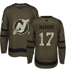 Youth Adidas New Jersey Devils #17 Patrick Maroon Authentic Green Salute to Service NHL Jers