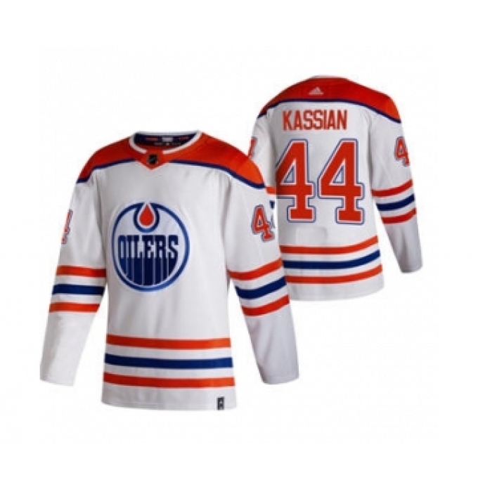 Men's Edmonton Oilers #44 Zack Kassian White 2020-21 Reverse Retro Alternate Hockey Jersey