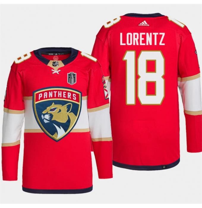 Men's Florida Panthers #18 Steven Lorentz Red 2024 Stanley Cup Final Stitched Jersey