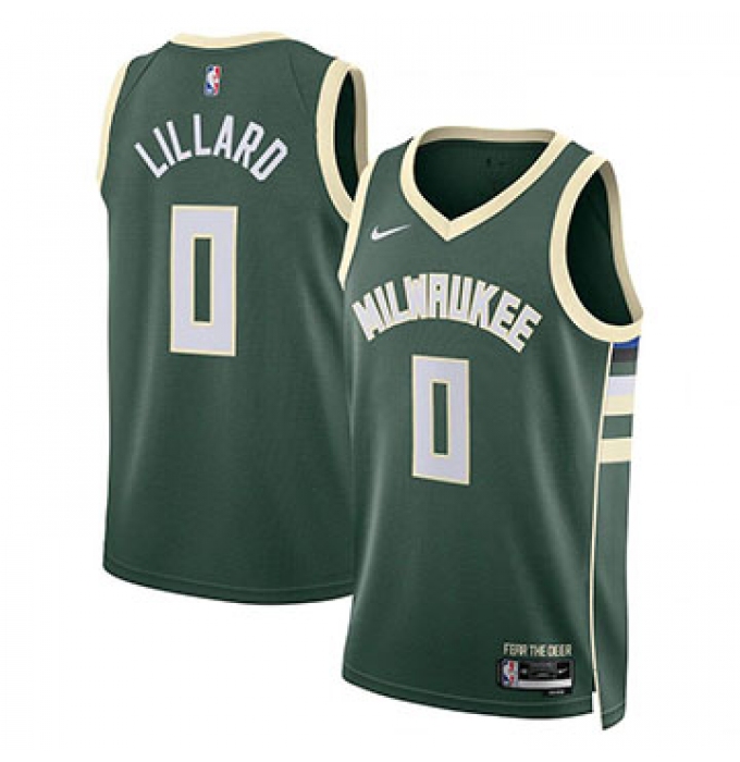 Nike Men's Milwaukee Bucks #0 Damian Lillard Green Statement Dri-FIT Swingman Jersey