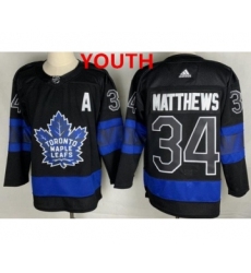 Youth Toronto Maple Leafs #34 Auston Matthews Black X Drew House Inside Out Stitched Jersey