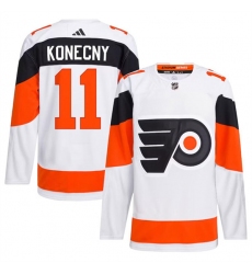 Men's Philadelphia Flyers #11 Travis Konecny White 2024 Stadium Series Stitched Jersey