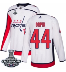 Youth Adidas Washington Capitals #44 Brooks Orpik Authentic White Away 2018 Stanley Cup Final Champions NHL Jersey