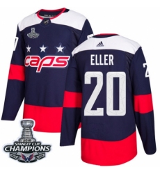 Men's Adidas Washington Capitals #20 Lars Eller Authentic Navy Blue 2018 Stadium Series 2018 Stanley Cup Final Champions NHL Jersey