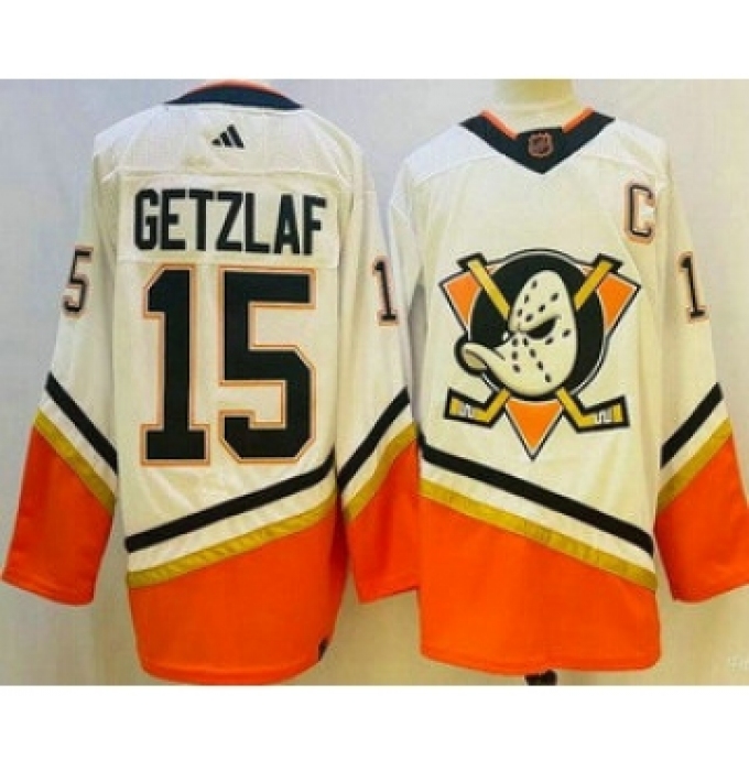 Men's Anaheim Ducks #15 Ryan Getzlaf White 2022 Reverse Retro Authentic Jersey