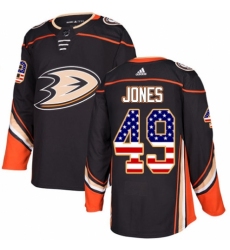 Men's Adidas Anaheim Ducks #49 Max Jones Authentic Black USA Flag Fashion NHL Jersey