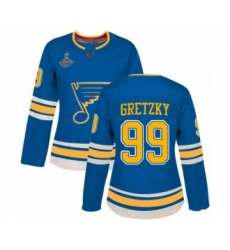 Women's St. Louis Blues #99 Wayne Gretzky Authentic Navy Blue Alternate 2019 Stanley Cup Champions Hockey Jersey