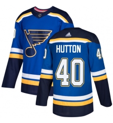 Men's Adidas St. Louis Blues #40 Carter Hutton Authentic Royal Blue Home NHL Jersey