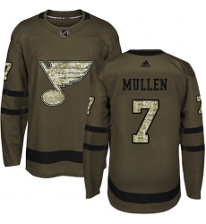 Men's Adidas St. Louis Blues #7 Joe Mullen Premier Green Salute to Service NHL Jersey