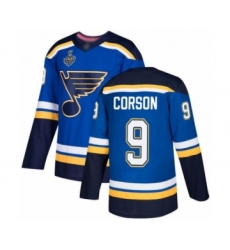 Men's St. Louis Blues #9 Shayne Corson Authentic Royal Blue Home 2019 Stanley Cup Final Bound Hockey Jersey