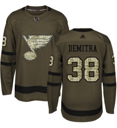 Men's Adidas St. Louis Blues #38 Pavol Demitra Premier Green Salute to Service NHL Jersey