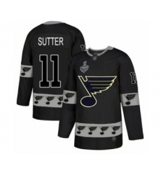 Men's St. Louis Blues #11 Brian Sutter Authentic Camo Veterans Day Practice 2019 Stanley Cup Final Bound Hockey Jersey