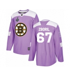 Men's Boston Bruins #67 Jakub Zboril Authentic Purple Fights Cancer Practice 2019 Stanley Cup Final Bound Hockey Jersey