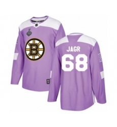 Men's Boston Bruins #68 Jaromir Jagr Authentic Purple Fights Cancer Practice 2019 Stanley Cup Final Bound Hockey Jersey