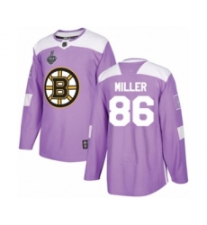 Youth Boston Bruins #86 Kevan Miller Authentic Purple Fights Cancer Practice 2019 Stanley Cup Final Bound Hockey Jersey