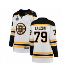 Women's Boston Bruins #79 Jeremy Lauzon Authentic White Away Fanatics Branded Breakaway 2019 Stanley Cup Final Bound Hockey Jersey