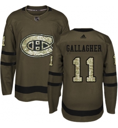 Men's Adidas Montreal Canadiens #11 Brendan Gallagher Premier Green Salute to Service NHL Jersey