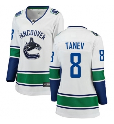 Women's Vancouver Canucks #8 Christopher Tanev Fanatics Branded White Away Breakaway NHL Jersey
