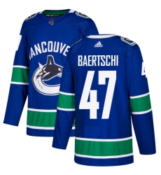 Youth Adidas Vancouver Canucks #47 Sven Baertschi Authentic Blue Home NHL Jersey