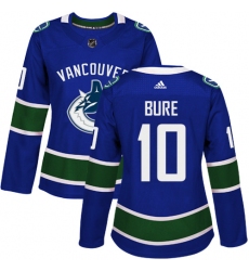 Women's Adidas Vancouver Canucks #10 Pavel Bure Premier Blue Home NHL Jersey