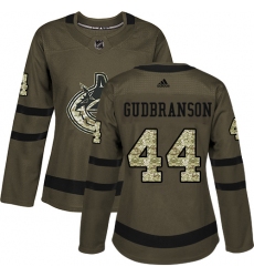 Women's Adidas Vancouver Canucks #44 Erik Gudbranson Authentic Green Salute to Service NHL Jersey