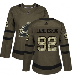 Women's Adidas Colorado Avalanche #92 Gabriel Landeskog Authentic Green Salute to Service NHL Jersey