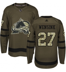 Men's Adidas Colorado Avalanche #27 John Wensink Authentic Green Salute to Service NHL Jersey
