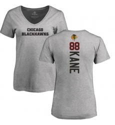 NHL Women's Adidas Chicago Blackhawks #88 Patrick Kane Ash Backer T-Shirt