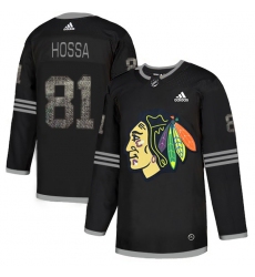 Men's Adidas Chicago Blackhawks #81 Marian Hossa Black Authentic Classic Stitched NHL Jersey