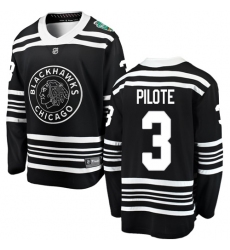Youth Chicago Blackhawks #3 Pierre Pilote Black 2019 Winter Classic Fanatics Branded Breakaway NHL Jersey