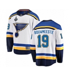 Men's St. Louis Blues #19 Jay Bouwmeester Fanatics Branded White Away Breakaway 2019 Stanley Cup Final Bound Hockey Jersey
