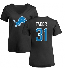 NFL Women's Nike Detroit Lions #31 Teez Tabor Black Name & Number Logo T-Shirt