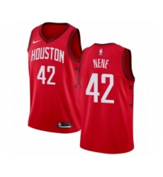 Men's Nike Houston Rockets #42 Nene Red Swingman Jersey - Earned Edition