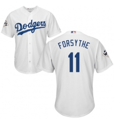 Youth Majestic Los Angeles Dodgers #11 Logan Forsythe Authentic White Home 2017 World Series Bound Cool Base MLB Jersey