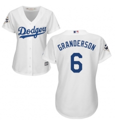 Women's Majestic Los Angeles Dodgers #6 Curtis Granderson Replica White Home 2017 World Series Bound Cool Base MLB Jersey
