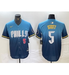 Men's Philadelphia Phillies #5 Bryson Stott Blue 2024 City Player Number Cool Base Stitched Jerseys