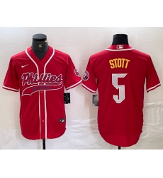 Men's Philadelphia Phillies #5 Bryson Stott Red Cool Base Stitched Baseball Jersey