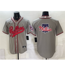 Men's Philadelphia Phillies Team Big Logo Gray 2026 Field of Dreams Stadium Stitched Baseball Jersey