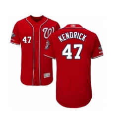 Men's Washington Nationals #47 Howie Kendrick Red Alternate Flex Base Authentic Collection 2019 World Series Champions Baseball Jersey