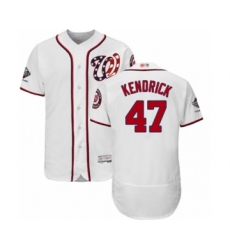 Men's Washington Nationals #47 Howie Kendrick White Home Flex Base Authentic Collection 2019 World Series Champions Baseball Jersey