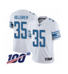 Men's Detroit Lions #35 Miles Killebrew White Vapor Untouchable Limited Player 100th Season Football Jersey