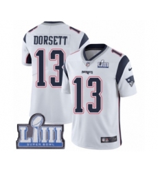 Men's Nike New England Patriots #13 Phillip Dorsett White Vapor Untouchable Limited Player Super Bowl LIII Bound NFL Jersey