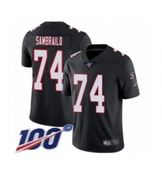 Men's Atlanta Falcons #74 Ty Sambrailo Black Alternate Vapor Untouchable Limited Player 100th Season Football Jersey