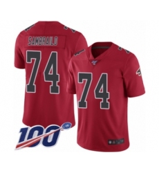 Men's Atlanta Falcons #74 Ty Sambrailo Limited Red Rush Vapor Untouchable 100th Season Football Jersey