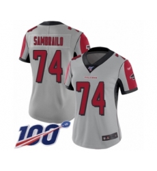 Women's Atlanta Falcons #74 Ty Sambrailo Limited Silver Inverted Legend 100th Season Football Jersey