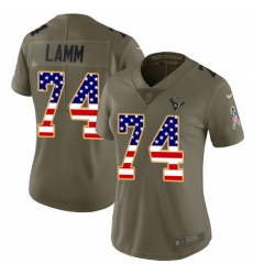 Women's Nike Houston Texans #74 Kendall Lamm Limited Olive USA Flag 2017 Salute to Service NFL Jersey