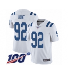 Men's Indianapolis Colts #92 Margus Hunt White Vapor Untouchable Limited Player 100th Season Football Jersey